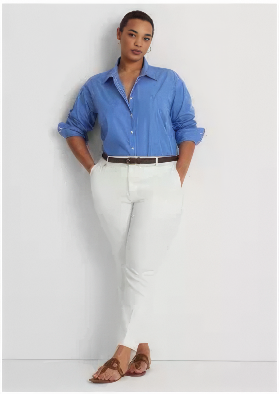 Lauren Ralph Lauren Women's Plus Size Stretch Cotton Cropped Pants Color White Size 20W