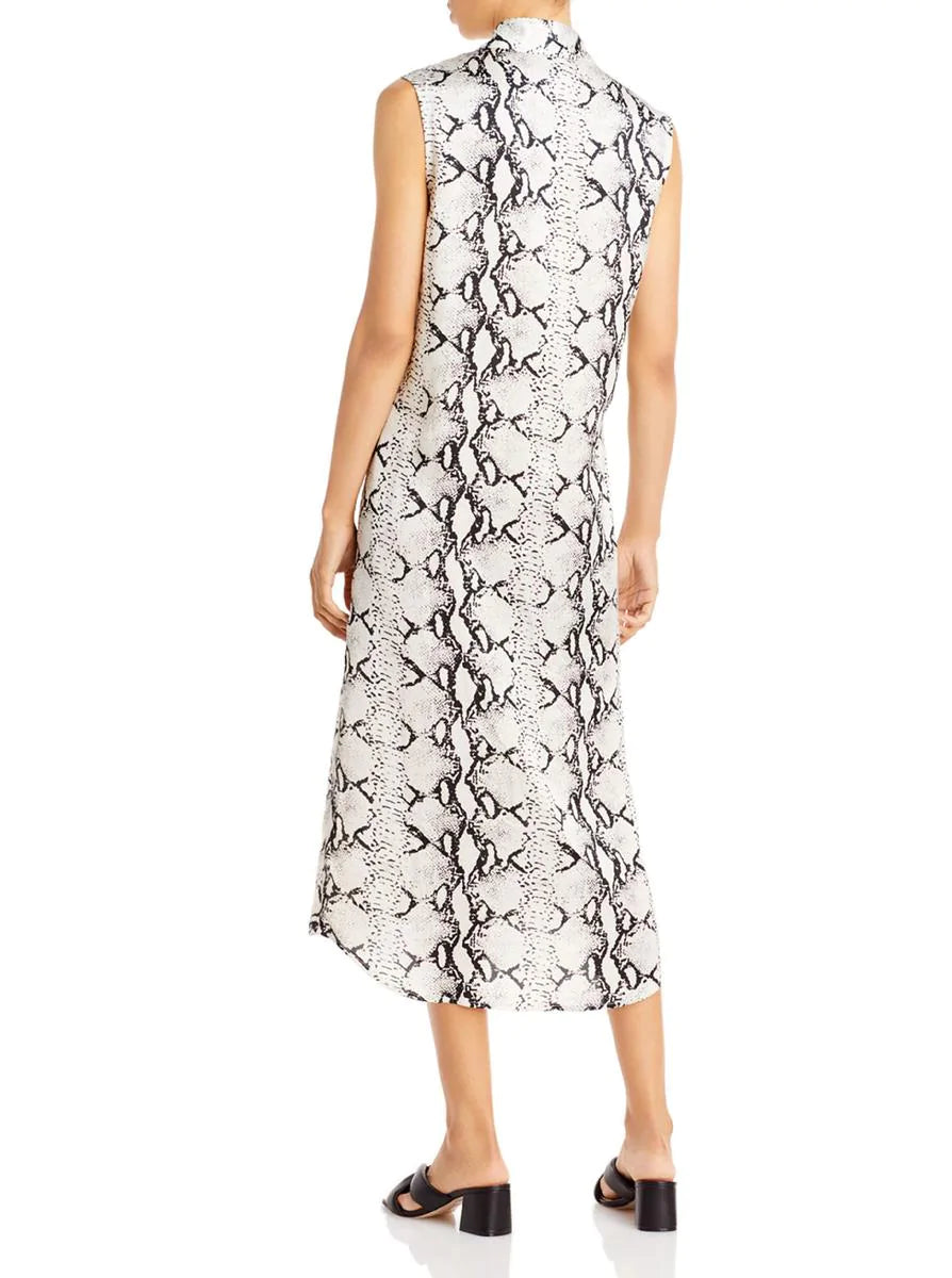 AQUA Women's Work Midi Shirt Dress Color Black/White Snake Size M