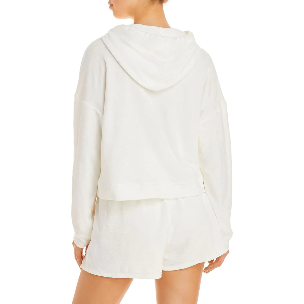 Aqua Women's Oversized Terry Cloth Hoodie Color White Size XS