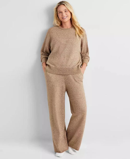 State of Day Women's Indulge & Rest Sweater Loungewear Set  Medium Taupe Heather Size M