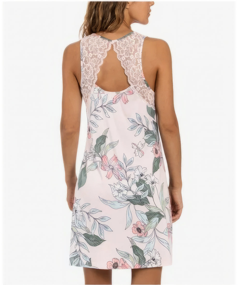 Linea Donatella Women's Vivienne Floral-Print Lace-Back Nightgown Color Pink Size L