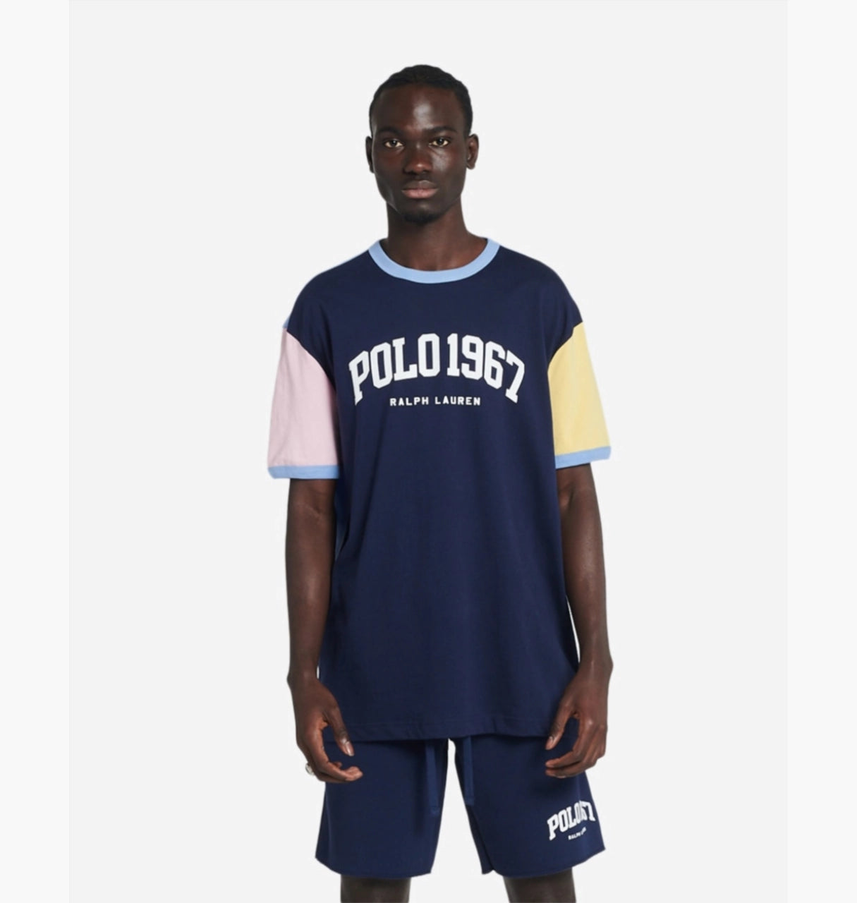 Polo Ralph Lauren Men's Blue Classic-Fit Oversized Hem Logo T-Shirt Color Cruise Navy Multi Size S