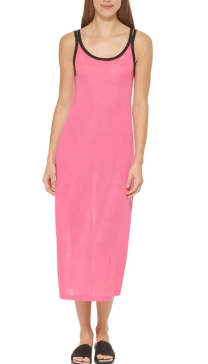DKNY Double-Strap Dress Cover-Up Color Neon Pink Size M