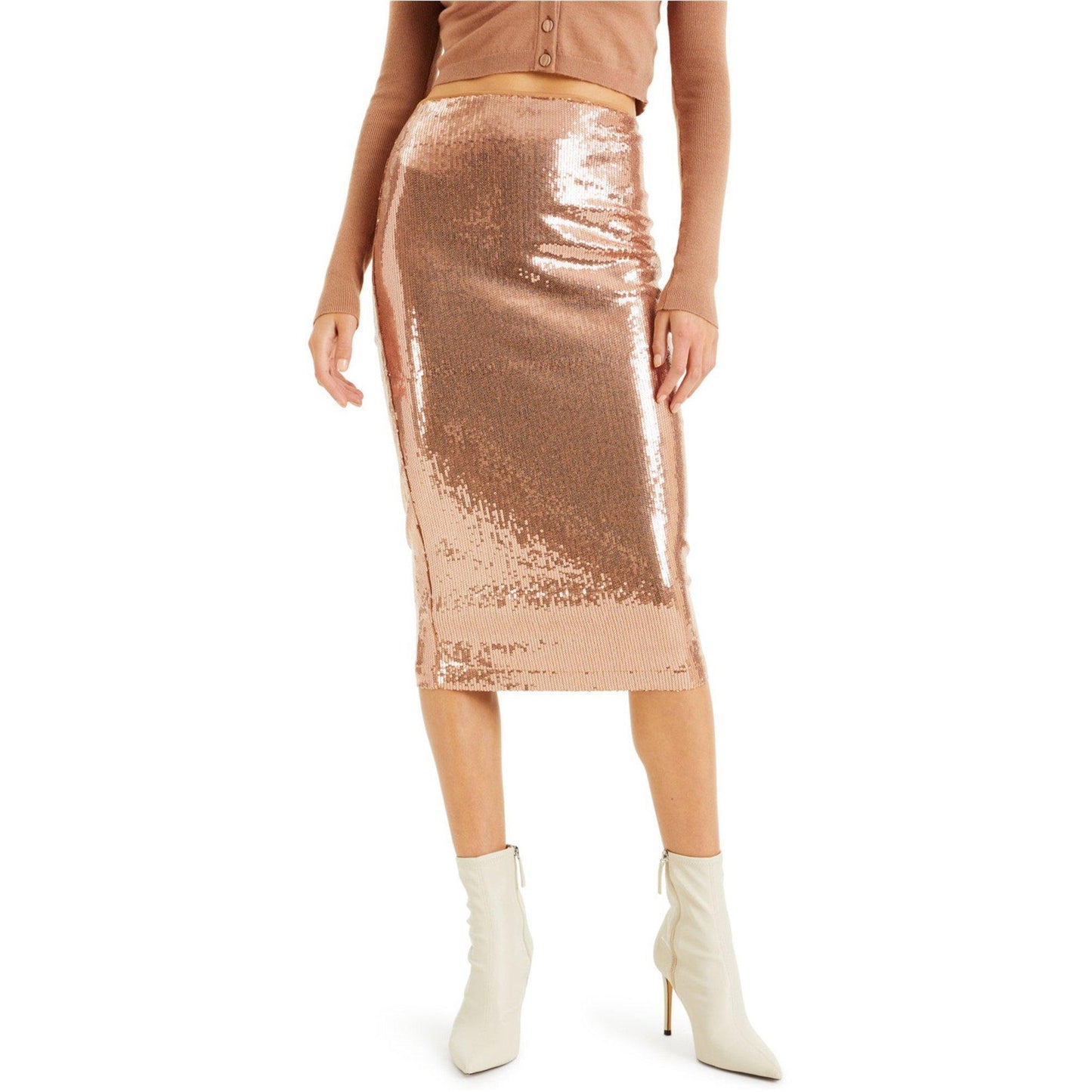 INC International Concepts Women's Sequin Pencil Skirt Color Nude Size 2XL
