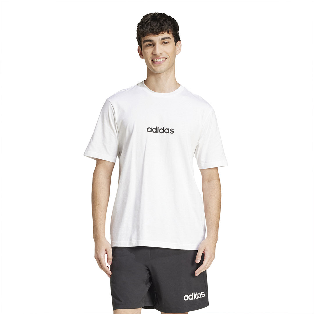 adidas Men's Essentials Linear Single Jersey T-Shirt White Size M