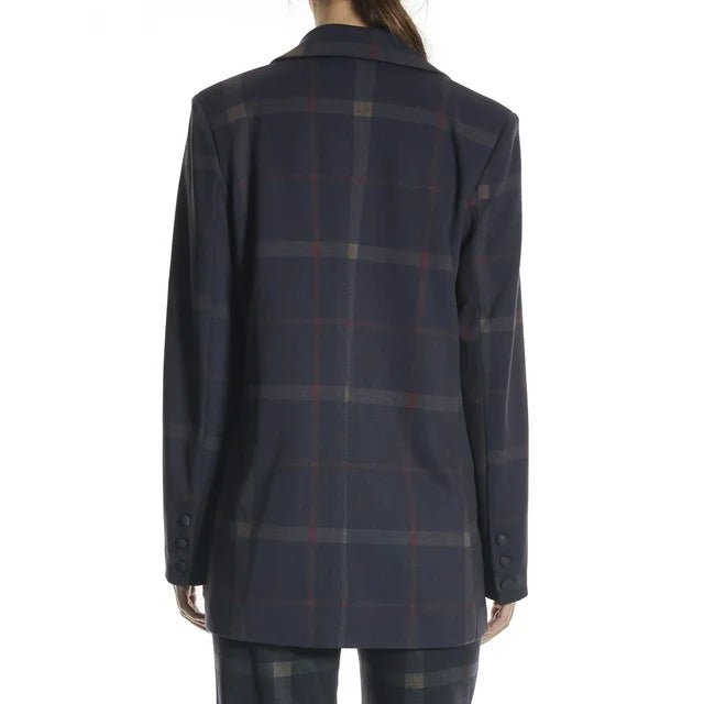 OAT Women's Oversized Plaid Blazer Color Holiday Plaid Size M