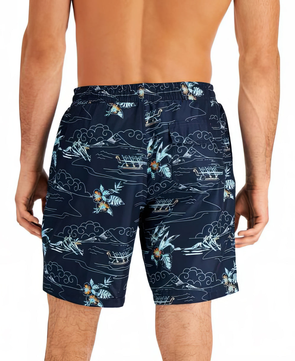 Club Room Men's Island Scene Swimsuit Trunks Color Blue Size S