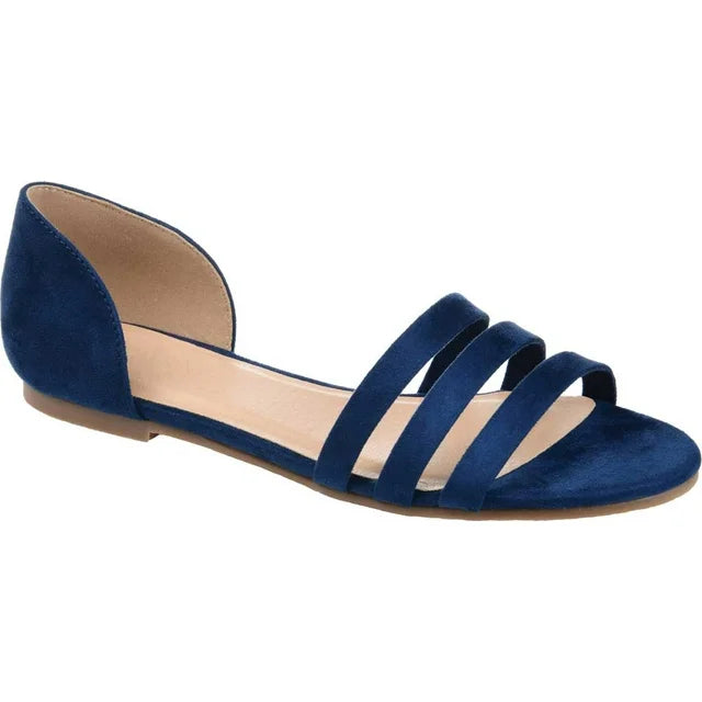 Journee Collection Women's Gildie Open-Toe Ankle Cuff Flat Color Blue Size 11M
