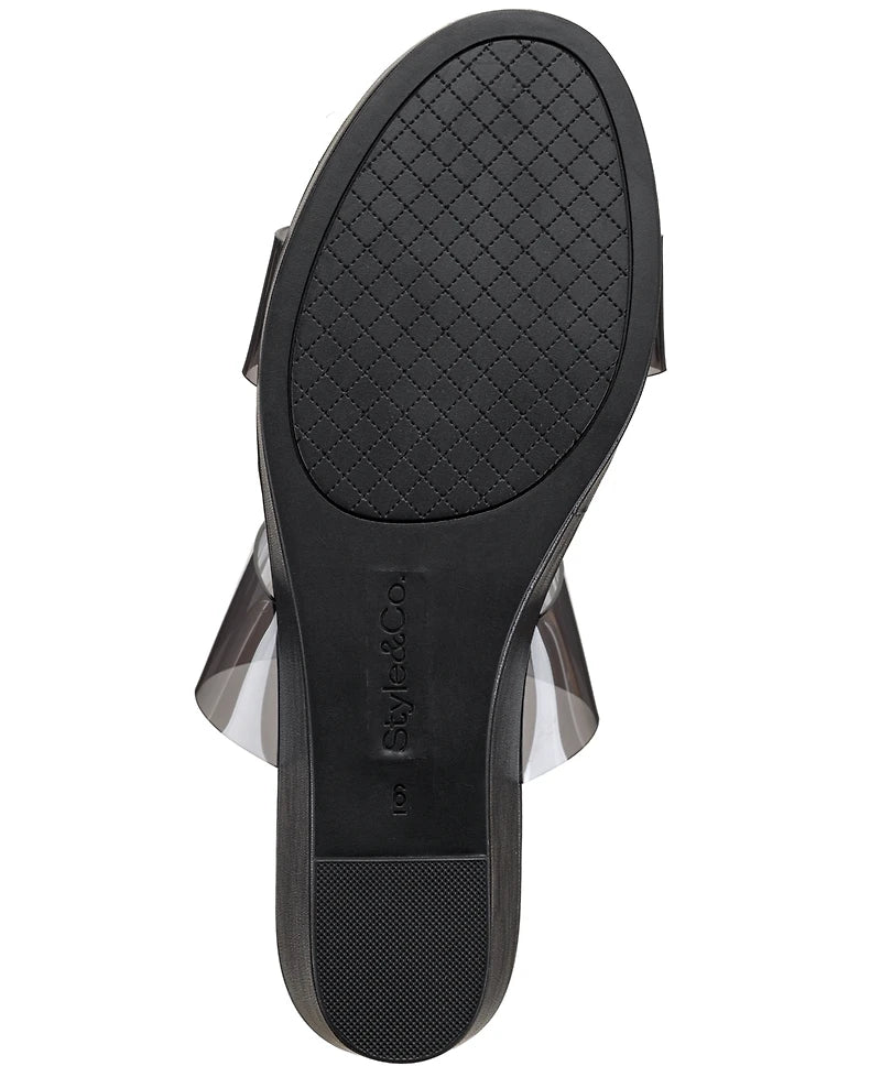 Style & Co Women's Veronicaa Vinyl Wedge Sandals Black Beauty Size 6.5