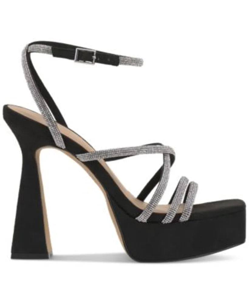 INC International Concepts Women's Ritika Embellished Ankle-Strap Platform Sandals Color Black Size 8.5M