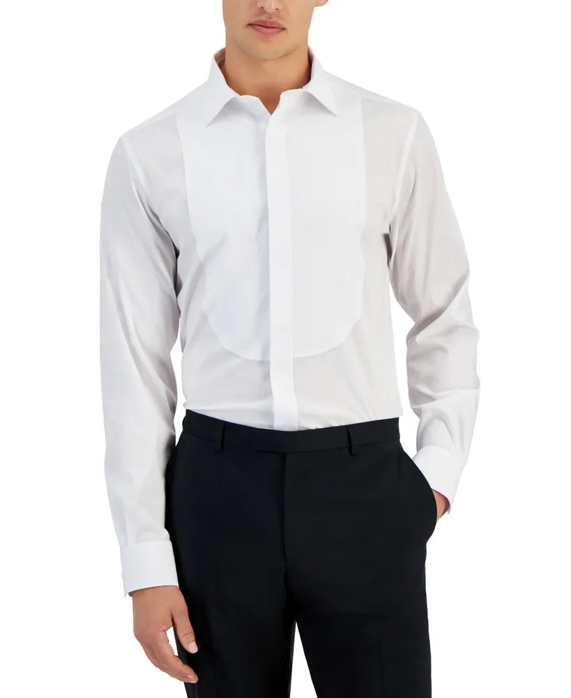 Alfani Men's Slim-Fit Formal Bib-Front Dress Shirt Color Sierradale White Size 17-17.5 34-35