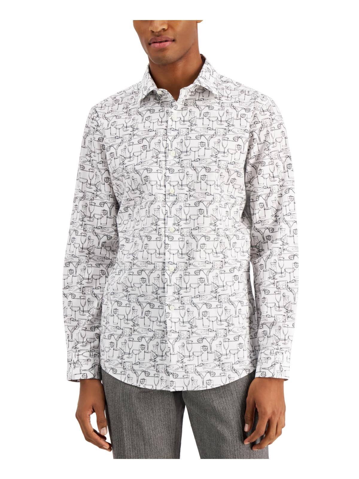 Bar III Men's Slim-Fit Performance Stretch Dress Shirt Color White/Black Size S