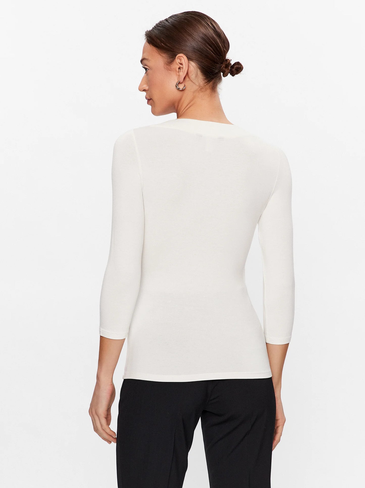 Lauren Ralph Lauren Women's Slim Fit Jersey Wrap Blouse Color Mascarpone Cream Size XS