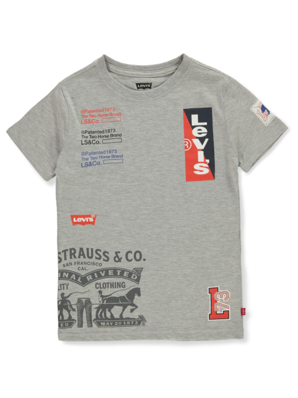 Levi's Boys 1873 Printed T-shirt Color Light Gray Heather Size S (8-10)