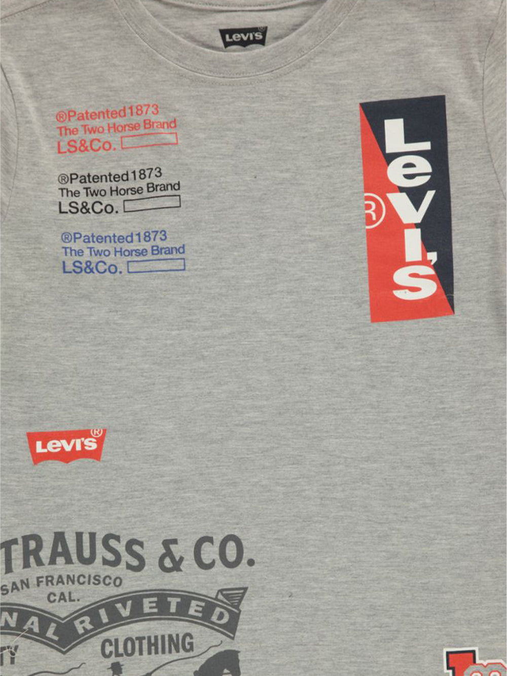 Levi's Boys 1873 Printed T-shirt Color Light Gray Heather Size S (8-10)
