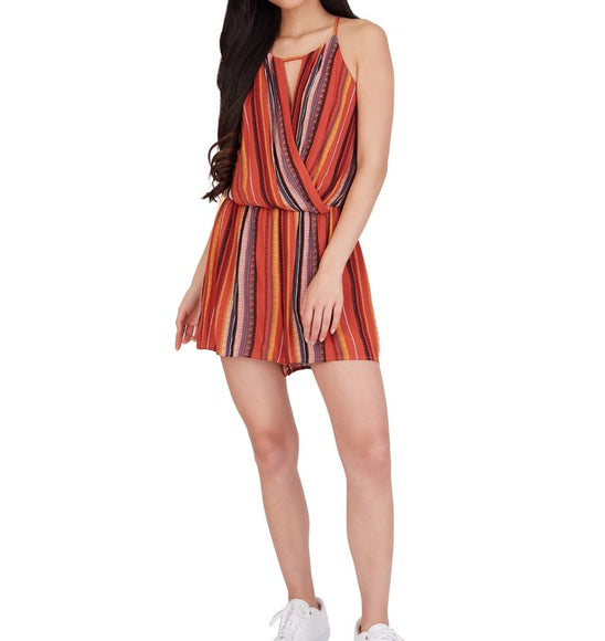 BCX Juniors Sedona Striped Romper Color Red Stripe Size XL