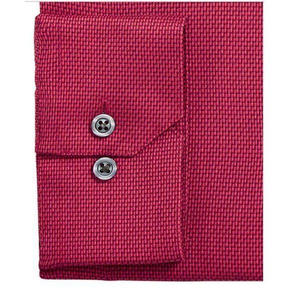 Alfani Men's Athletic Fit Twill Textured Shirt Color Red Size 16/16.5 34/35