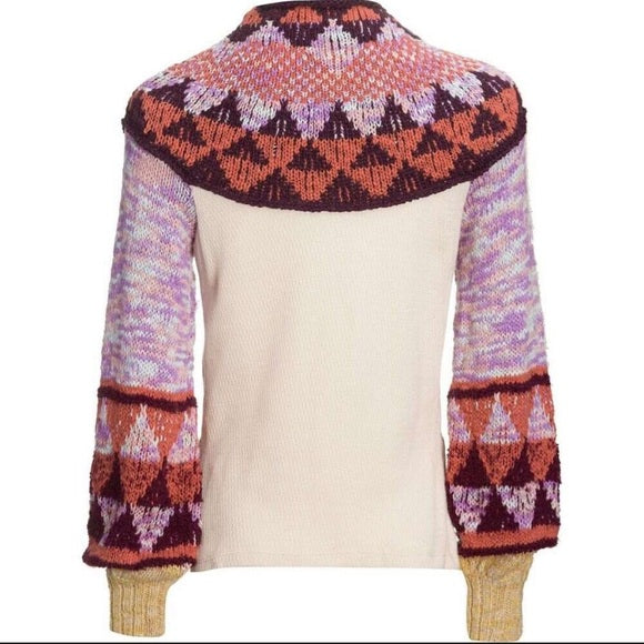 Free People Women’s Swit The Small Stuff Crochet Sweater Color Femme Combo Size S