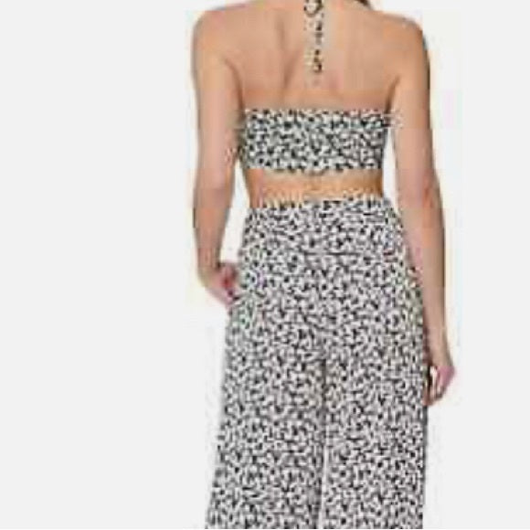 Bar III Sofia Richie Floral Print Satin Bralette Bandeau Top Color White/Black Size XL