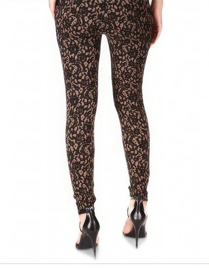 Michael Kors Women's Petites Jacquard Lace Pull-On Leggings Color Suntan Size PS