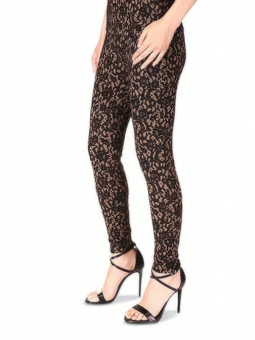 Michael Kors Women's Petites Jacquard Lace Pull-On Leggings Color Suntan Size PS