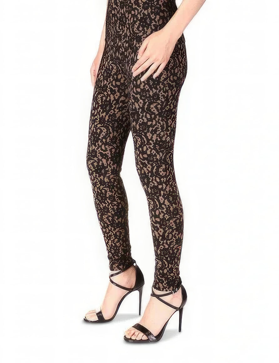Michael Kors Women's Petites Jacquard Lace Pull-On Leggings Color Suntan Size PS