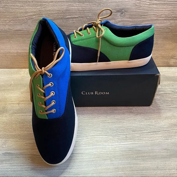 Club Room Men's Colorblocked Lace-Up Sneaker Color Blue/Green Size 10M