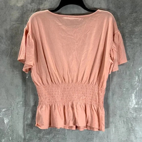 INC International Concepts Women's Cotton Smocked Peasant Top Color Mango Beach Size XS