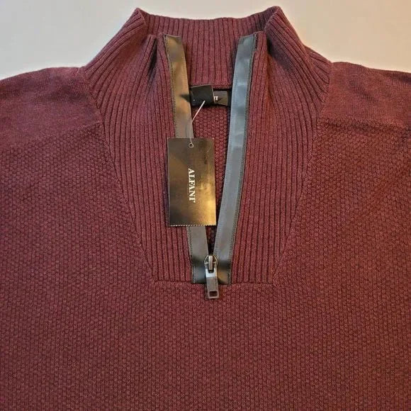 Alfani Men's Quarter-Zip Sweater Color Port Heather Size L