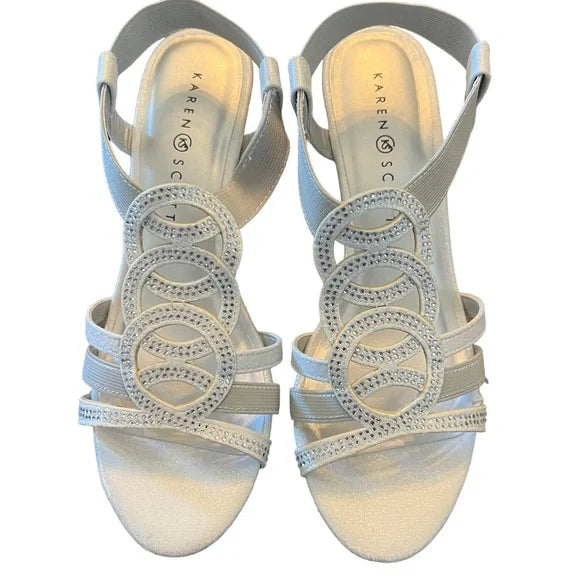 Karen Scott Women's Denice Wedge Sandals Color Silver Size 6.5M