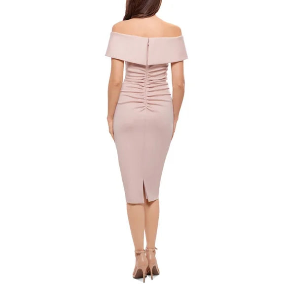 XSCAPE Off-the-Shoulder Sheath Dress Color Blush Pink Size 12