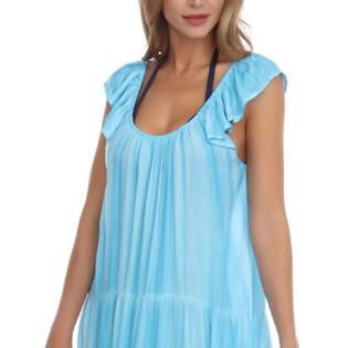 Raviya Womens Tiered Dress Cover-Up Color Turquoise Size S
