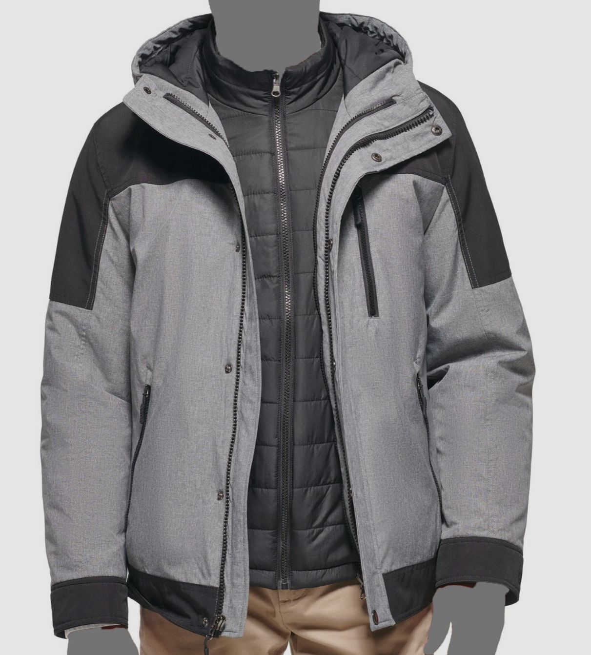 Club Room Men's 3-in-1 Hooded Jacket Color Ice Size XL