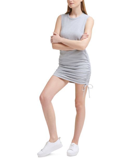 Calvin Klein Jeans Women's Cinched-Side Sleeveless Dress Color Pearl Gray Heather Size S