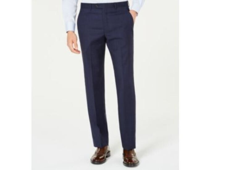 Lauren Ralph Lauren Men's Classic UltraFlex Stretch Flat Front Pants Color Blue Windowpane W42xW32