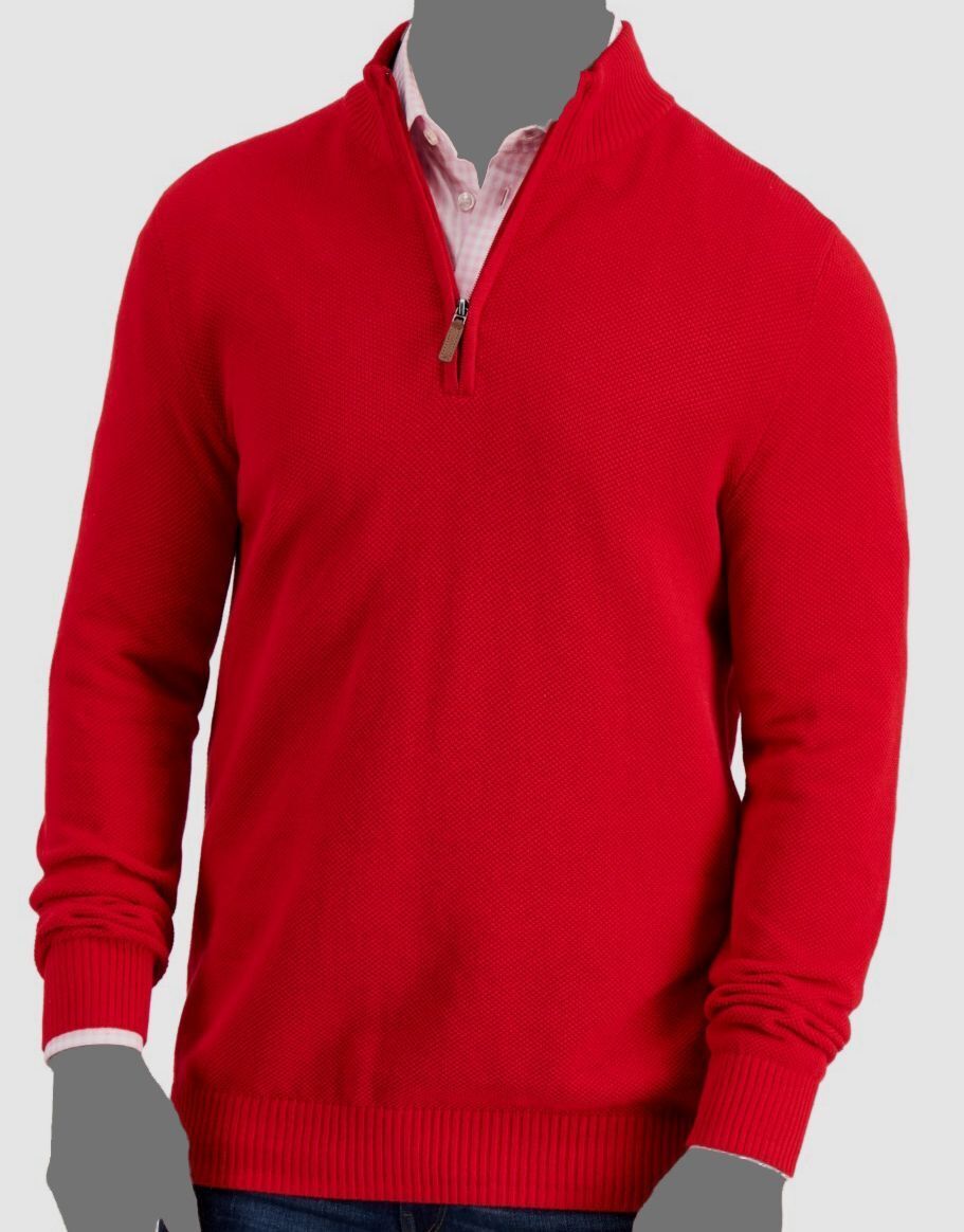 Club Room Men's Quarter-Zip Cotton Sweater Color Ablaze Size S
