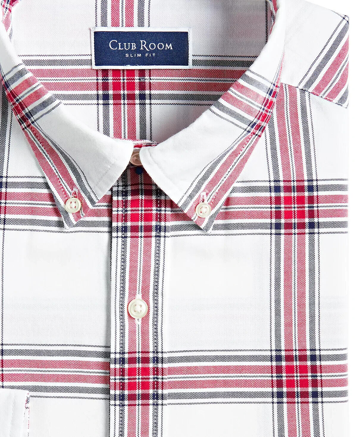 Club Room Men's Slim-Fit Stretch Holiday Shirt Color White/Red Size L