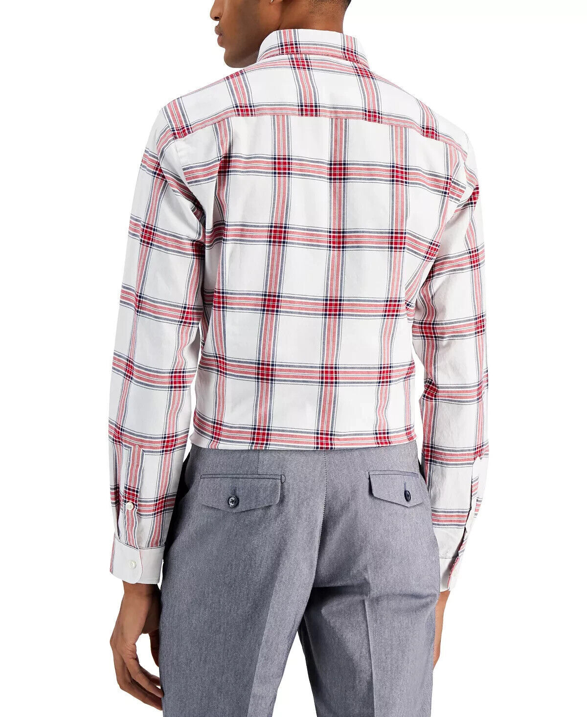 Club Room Men's Slim-Fit Stretch Holiday Shirt Color White/Red Size L