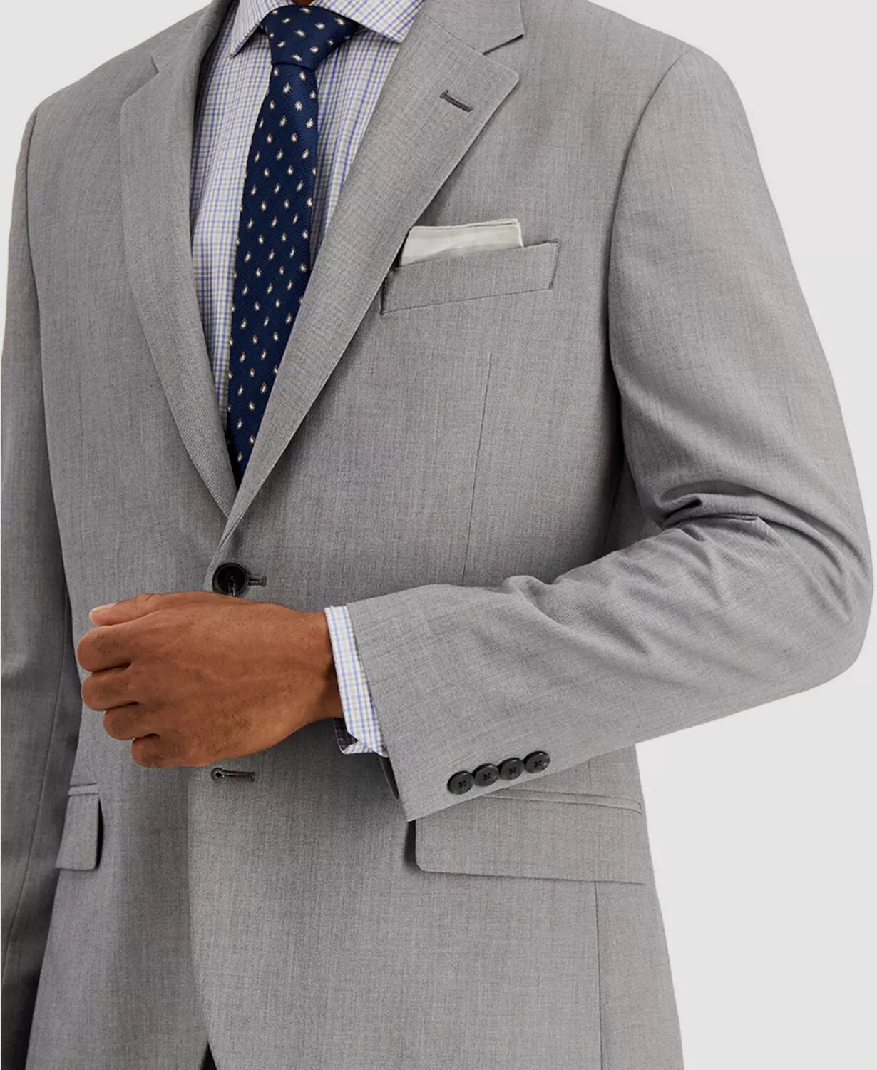 Nautica Men's Modern-Fit Bi-Stretch Bl Color Light Grey Solid 46R 41 Waist