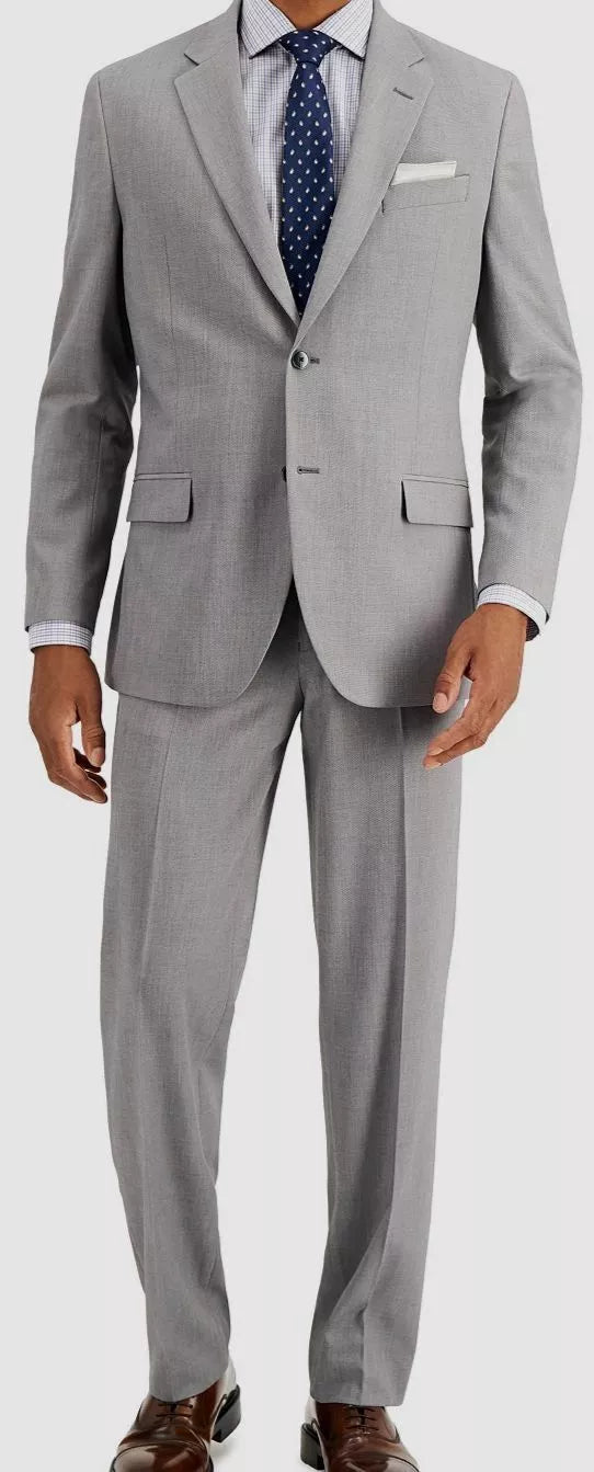 Nautica Men's Modern-Fit Bi-Stretch Bl Color Light Grey Solid 46R 41 Waist