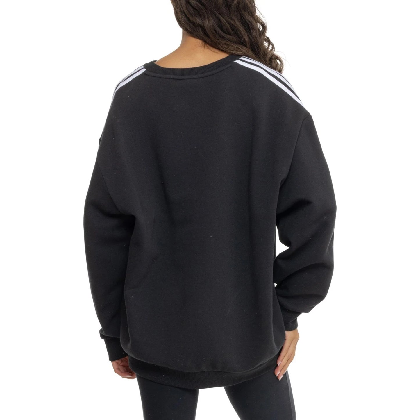 adidas Women's Plus Size 3-Stripes Fleece Sweatshirt Black Size 2X