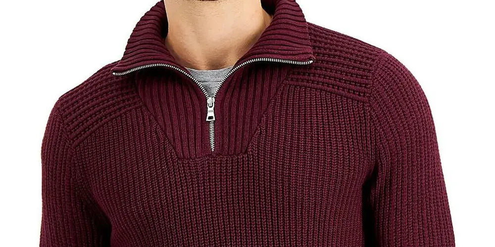 INC International Concepts Men's Matthew Quarter-Zip Sweater Color Port Size 2XL