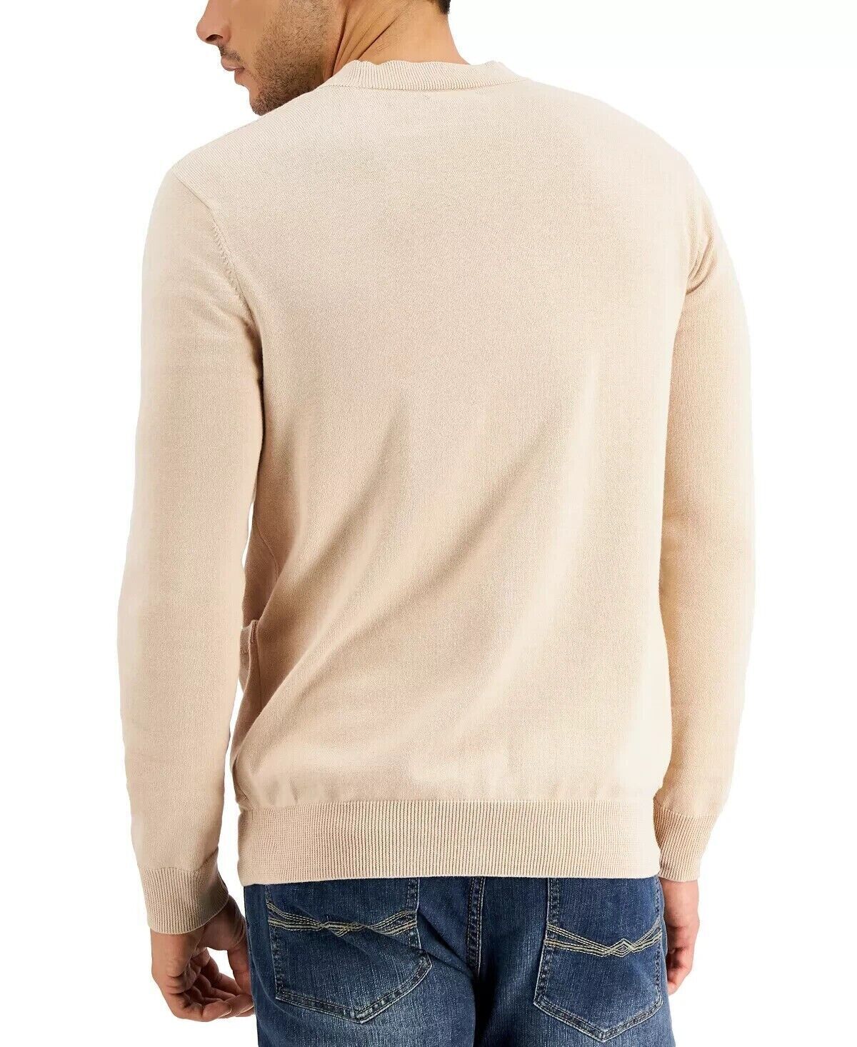 Alfani Men's Solid Pocket Cardigan Color Sugar Beige Size L