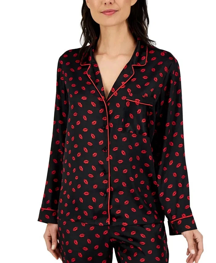 INC International Concepts Notch Collar Pajama Set Kissed Lips Size 2XL