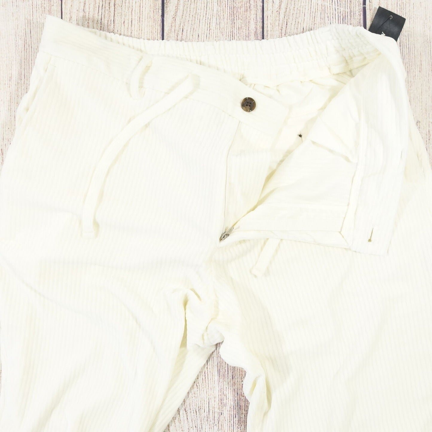 ALFANI MENS RIBBED VELVET TEXTURED PANTS Color Winter Ivory Size L