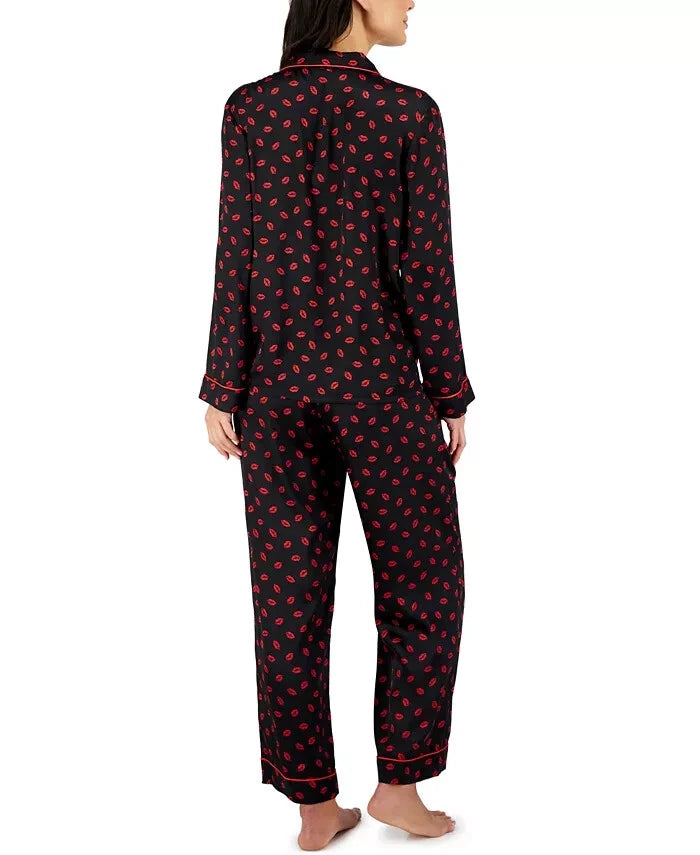 INC International Concepts Notch Collar Pajama Set Kissed Lips Size 2XL