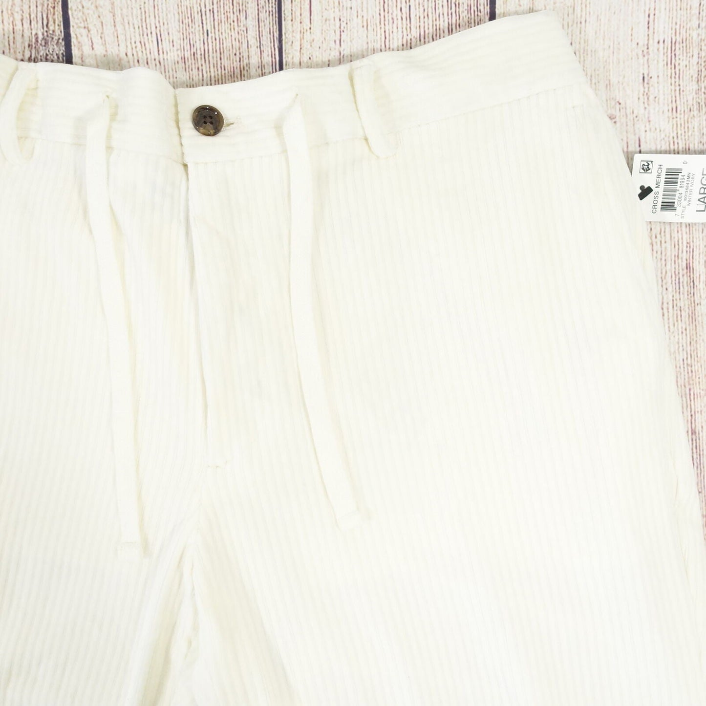 ALFANI MENS RIBBED VELVET TEXTURED PANTS Color Winter Ivory Size L