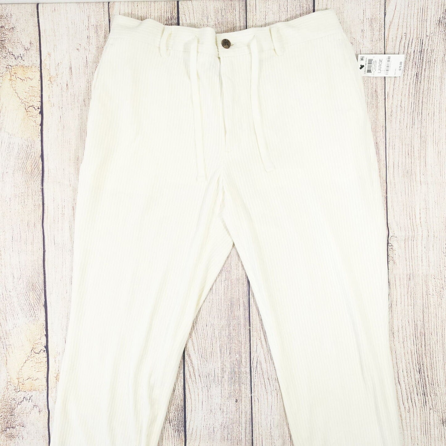 ALFANI MENS RIBBED VELVET TEXTURED PANTS Color Winter Ivory Size L