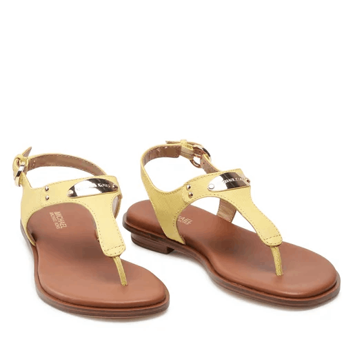 Michael Kors Women's MK Plate Flat Thong Sandals Color Buttercup Size 7M