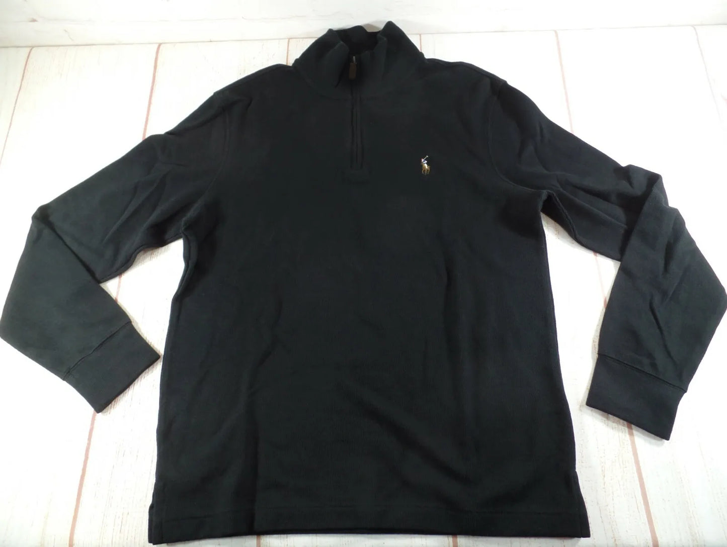 Polo Ralph Lauren Men's French Rib 1/4 Zip Mockneck Sweatshirt Color Black Size 2XLT
